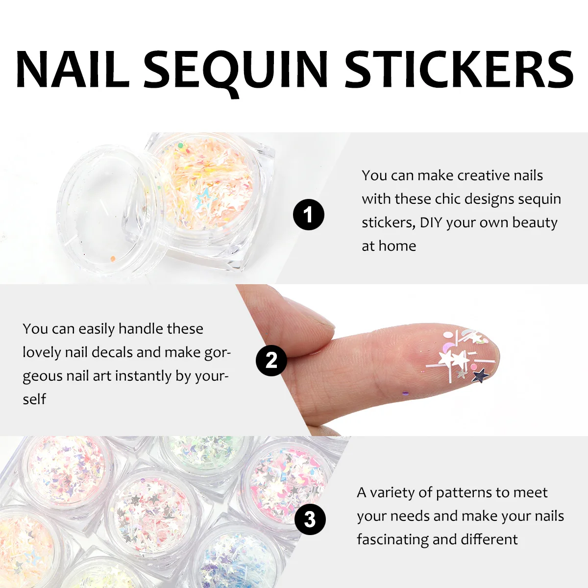 

Star Moon Decals Sequin Art Decoration Women Girls Sparkling Tips Stickers For Diy Manicure Elegant Chic Nail Design