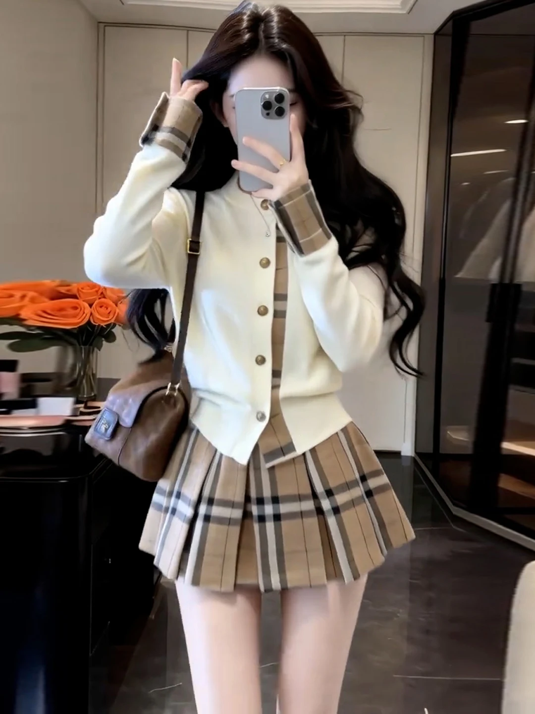 Korean Style Early Autumn Beautiful College Style Knitted Sweater And Short Skirt Two Piece Set Age Reducing Stylish Fashionable