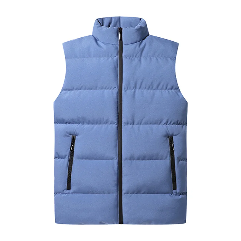 

Хлопковый жилет большого размера, утолщенный теплый ветрозащитный мужской костюм с воротником-стойкой, Roupas Masculinas, горячие парки без рукавов на молнии