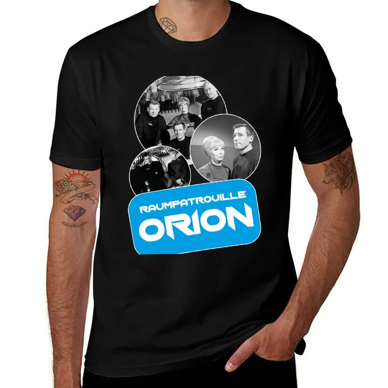 

Orion space patrol, black and white series 1960s T-Shirt blue archive anime cute clothes Men's t-shirt