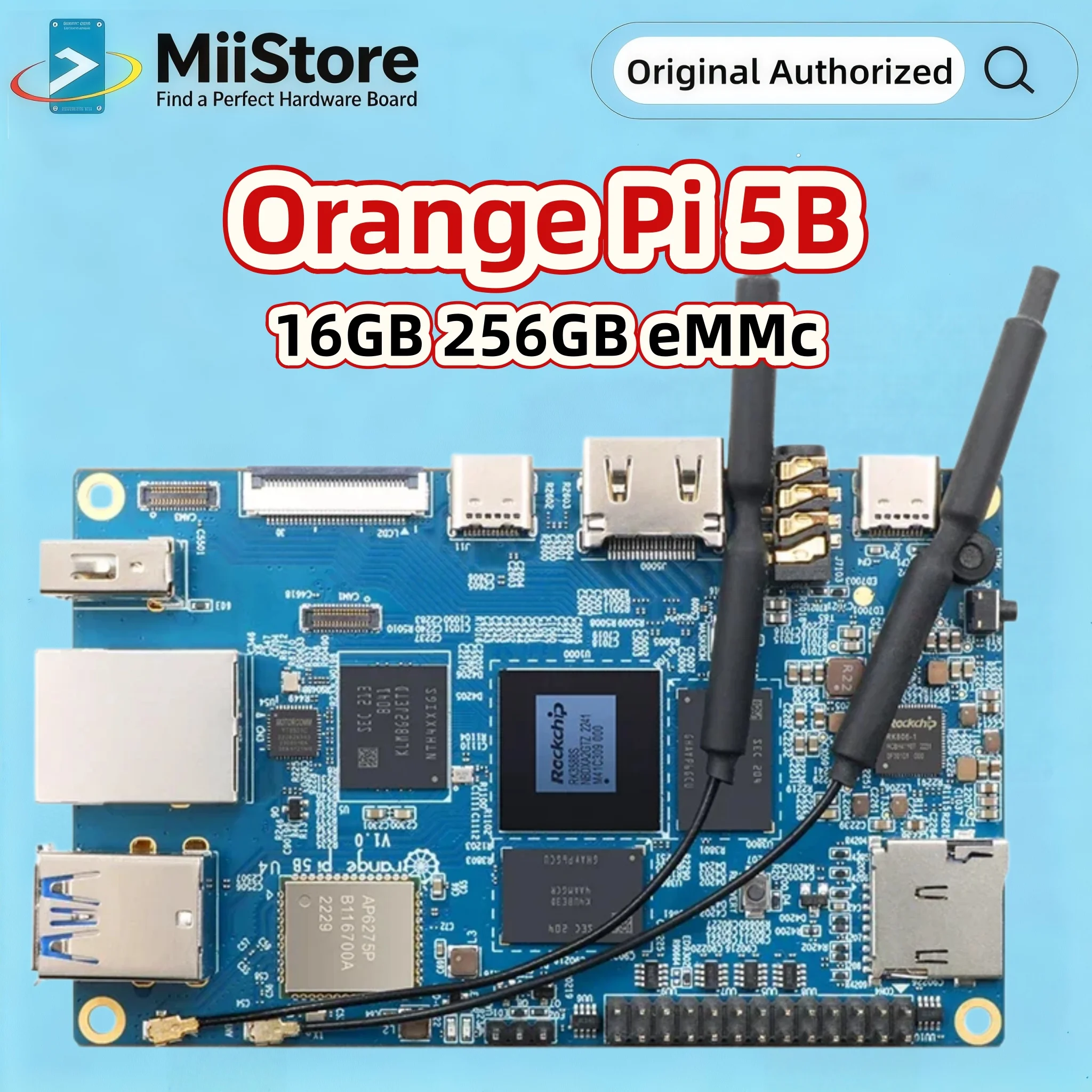 Orange Pi 5B 16GB Ram 256GB eMMc Computer Board RK3588S Wifi-BT Demon Board Support Debian Ubuntu Android