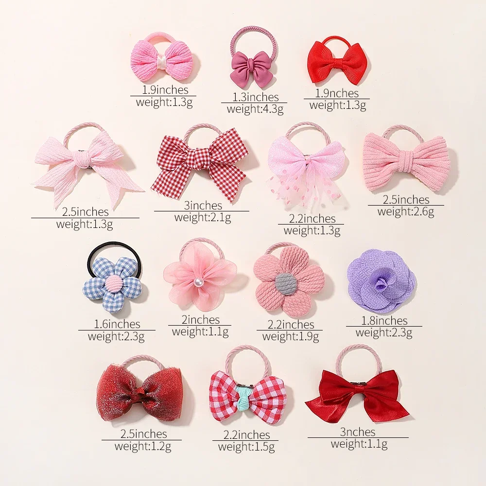 Big Bow Flower Elastic Hairbands para crianças, doce cabelo laços, moda Headbands, elástico para o bebê menina, acessórios, 10pcs por conjunto