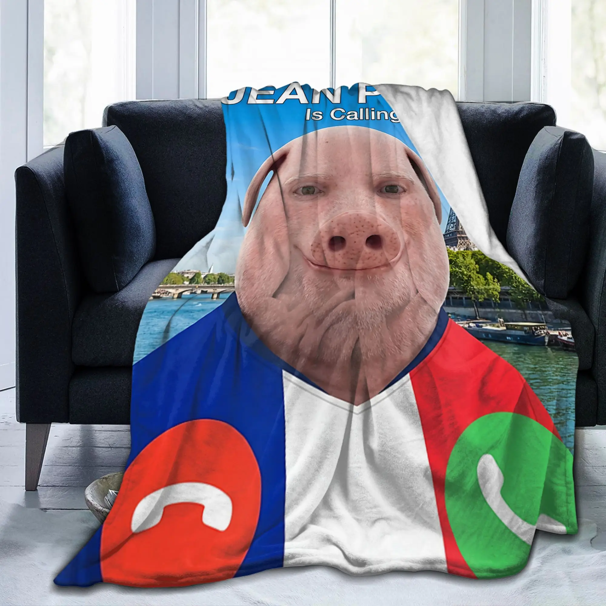 Jean John Pork is Calling Brainrot Meme Blanket Flannel France Ultra-Soft Throw Blankets for Bedding Outdoor Breathable