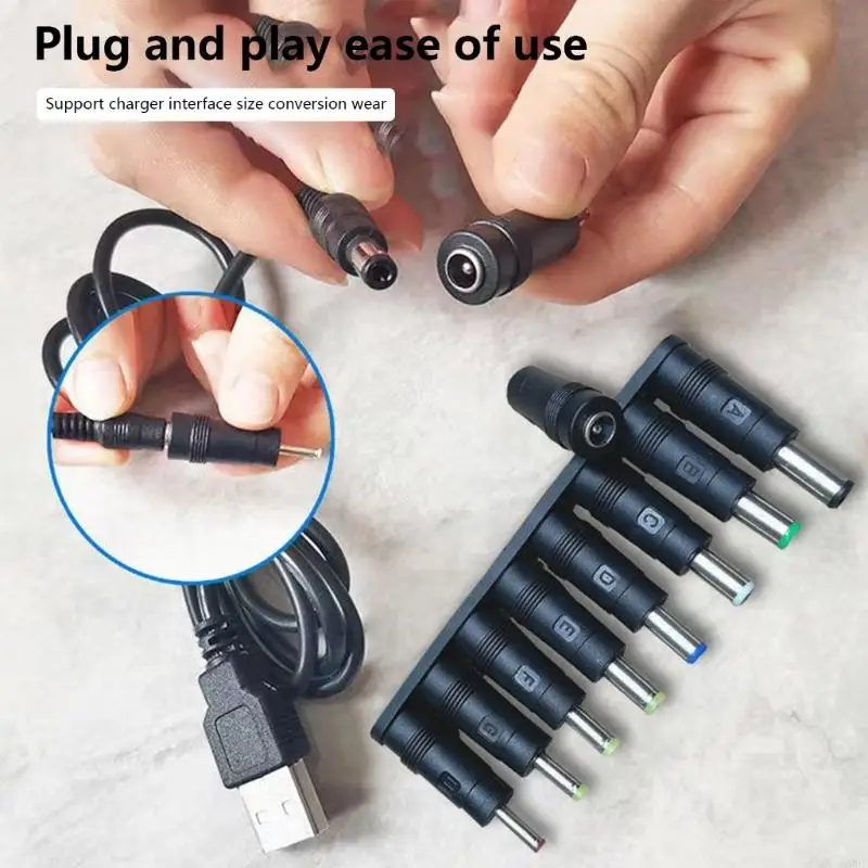 2025 Новый многофункциональный комплект мощности для ноутбука 8pcs Conversion Head 8 в 1 DC5.5x2,1 мм