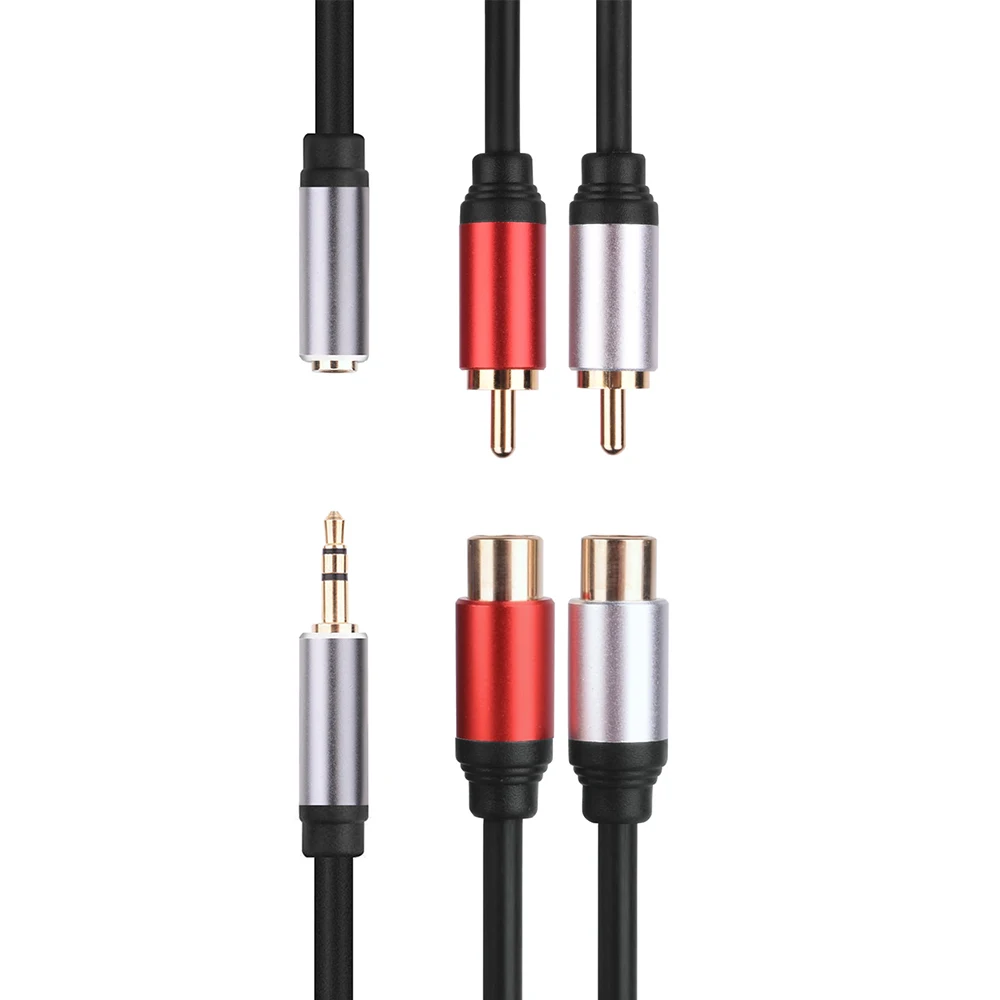 Stereo 3.5mm to 2RCA Y Splitter Cable Male to Female 3.5 AUX Jack Adapter Audio Extension Cord for Computer Mobile Phone Speaker