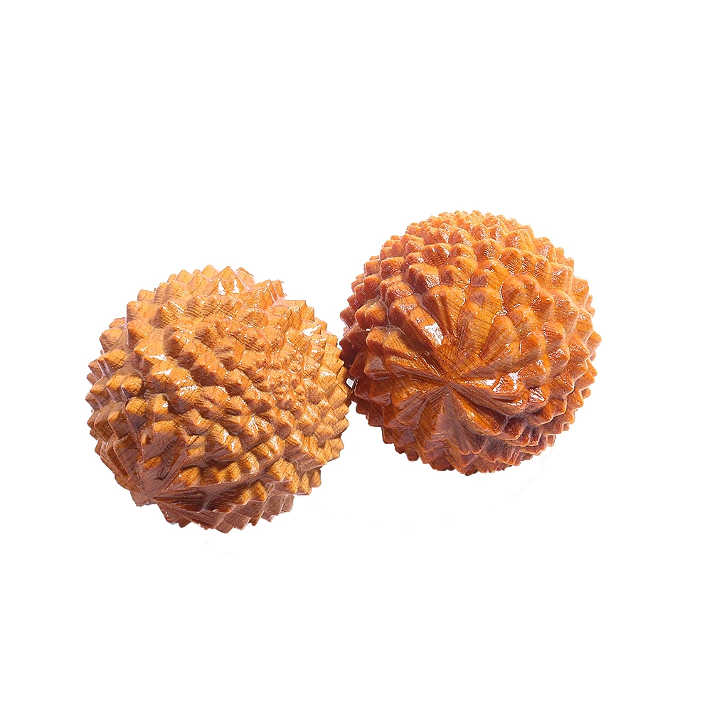 1pc thuja de madeira mão massagem bola durian fitness handebol mão exercício yoga meditação terapia ferramenta alívio pressão