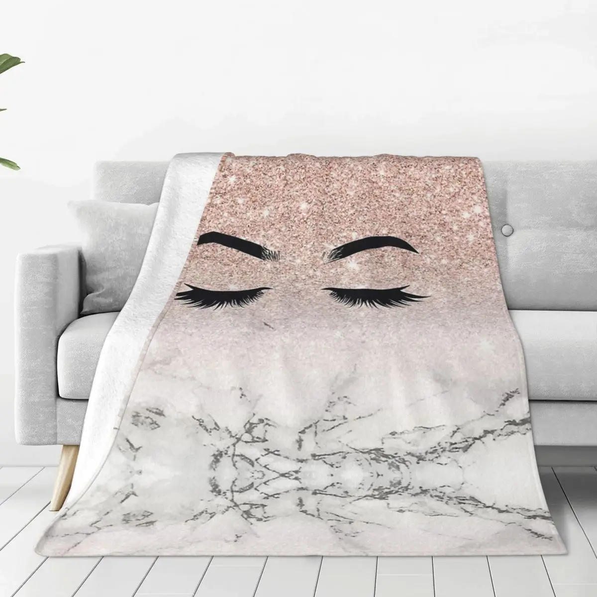 

Gold Eyelash Glam Lashes Blankets Eye Lash Girly Rose Flannel Throw Blanket Home Couch Portable Lightweight Bedspreads