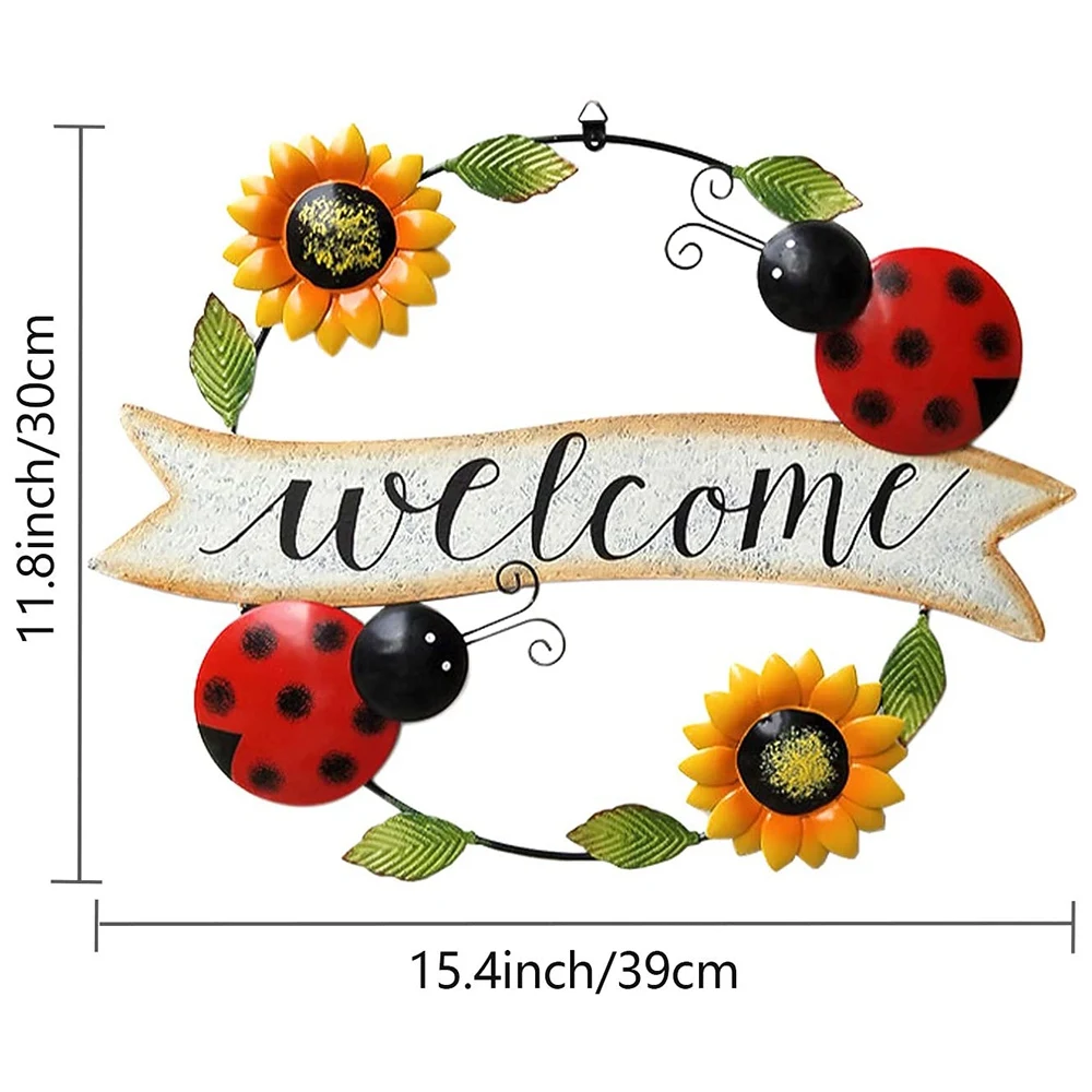 2025 Trend Metal Sunflower Welcome Sign Wall Decor Metal Sunflower Wall Art Decor Hanging For Home Garden