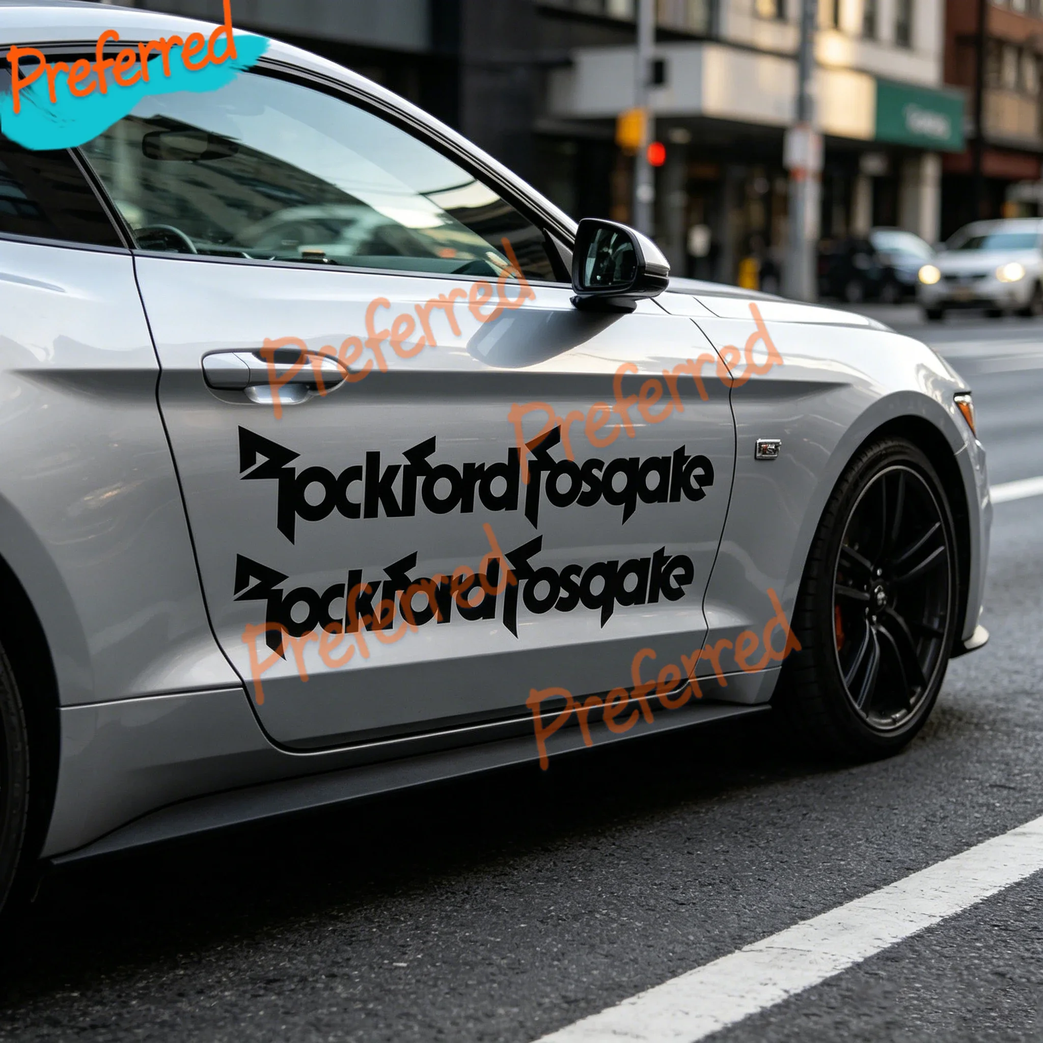 2Pcs JDM Rockford Fosgate Logo Vinyl Stickers Die Cut No Background Decals Custom Size Racing Decor