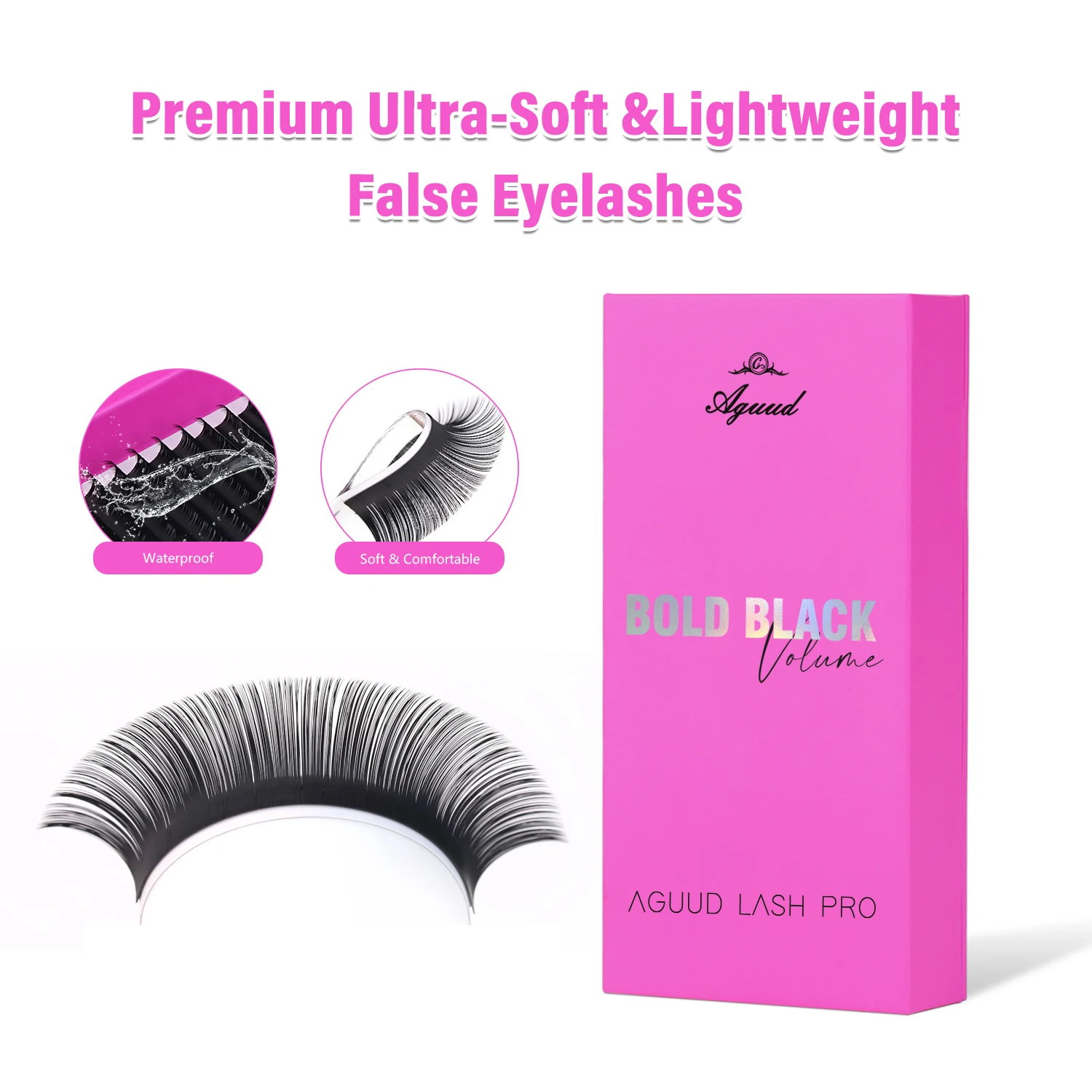 AGUUD Verbesserte 20-Reihen Ultra Matte Bold Black Wimpernverlängerungen Einzeln 0.03 0.05 0.07 0.10 Premium Weiche Volumen-Wimpern Nerz – Detail 14