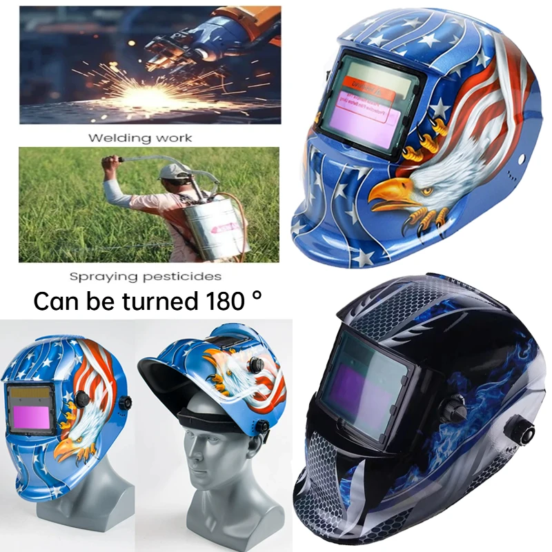 Welding Helmet with Solar Automatic Dimming+flame Retardant Function,for Eye Protection,blocking Carbon Slag,protecting The Face