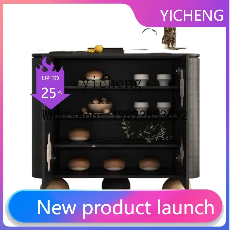 H1 Dining Side Locker Living Room Simple round Feet Wall Curio Cabinet Dining Room Multi-Functional Storage Cabinet