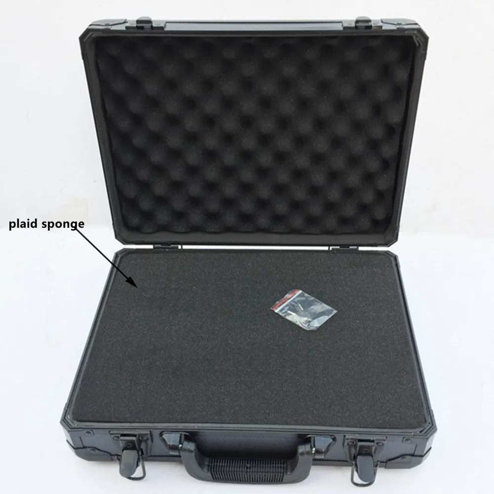 Aluminum Frame Waterproof Suitcase Bag Portable Tool Case Instruments Equipment Laptop Storage Box Travel Toolbox A Plaid Sponge