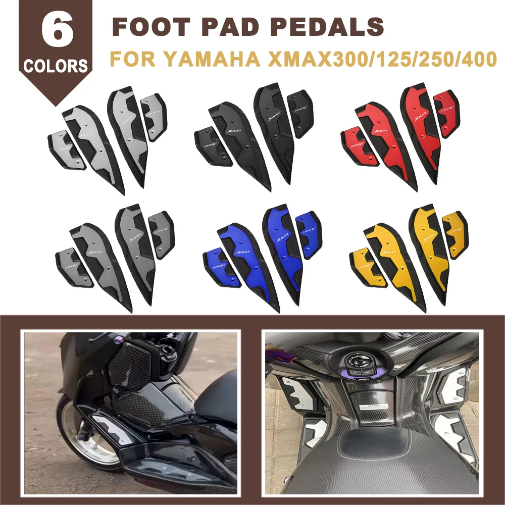 Motorcycle Footrest Foot Pegs Pads Pedal Foot Rests Plate Non-slip For Yamaha XMAX300 X-MAX125 XMAX 300 125 250 400 2017-2023