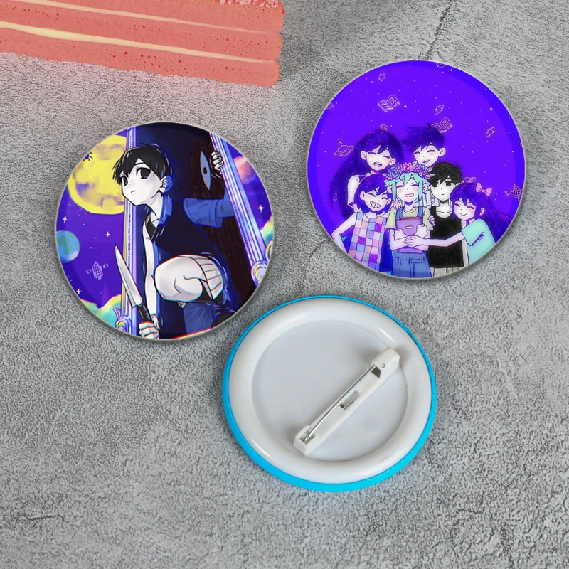 32/44/58MM Anime RPG Omori Round Pins Cartoon Badges Cosplay Handmade Tinplate Brooch for Backpack Clothes Chest Ornament Gifts