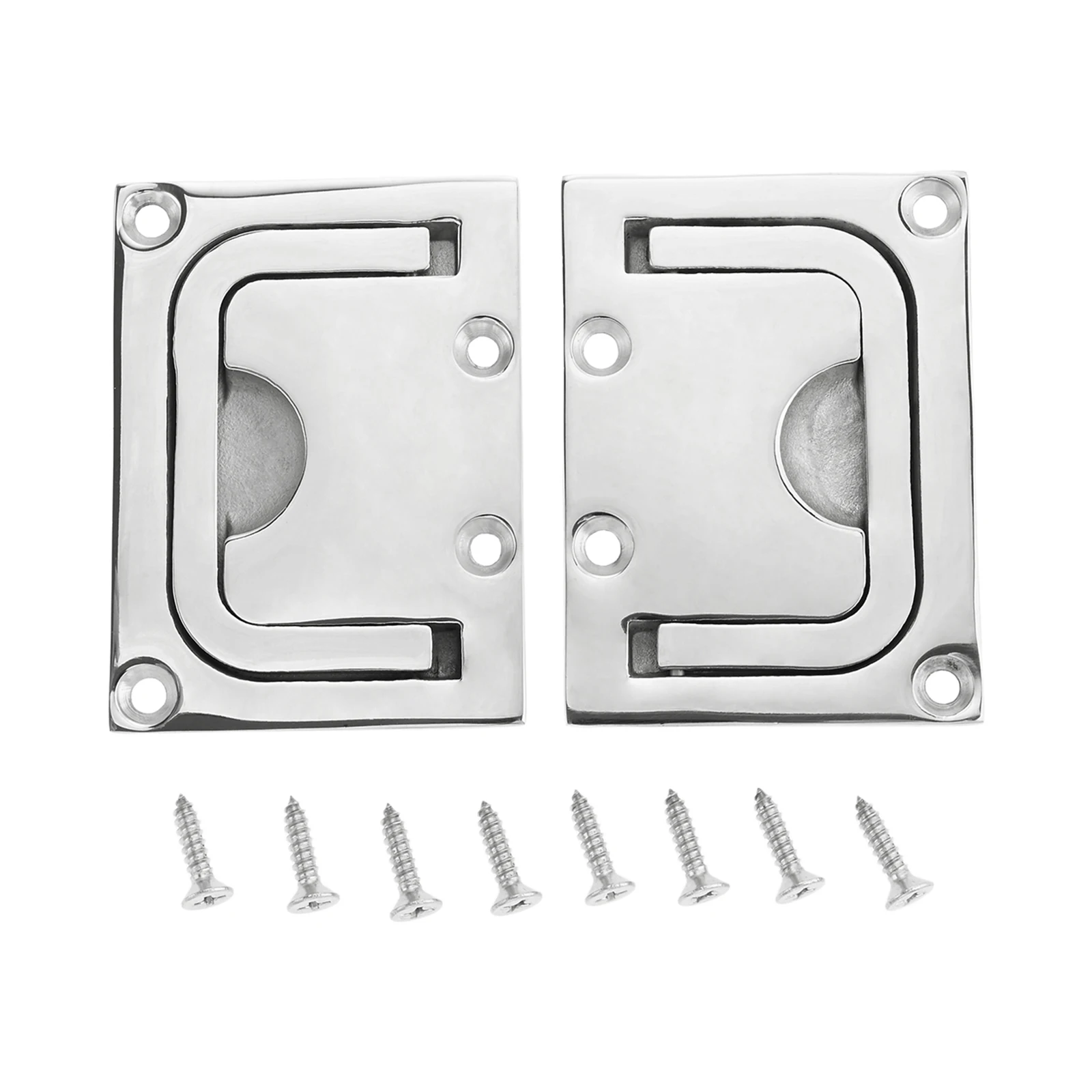 2Pcs 76x56mm Boat Hatch Latch Square Deck Slam 316 Stainless Steel Flush Mount Marine Polishing Locking Sliding with Screws