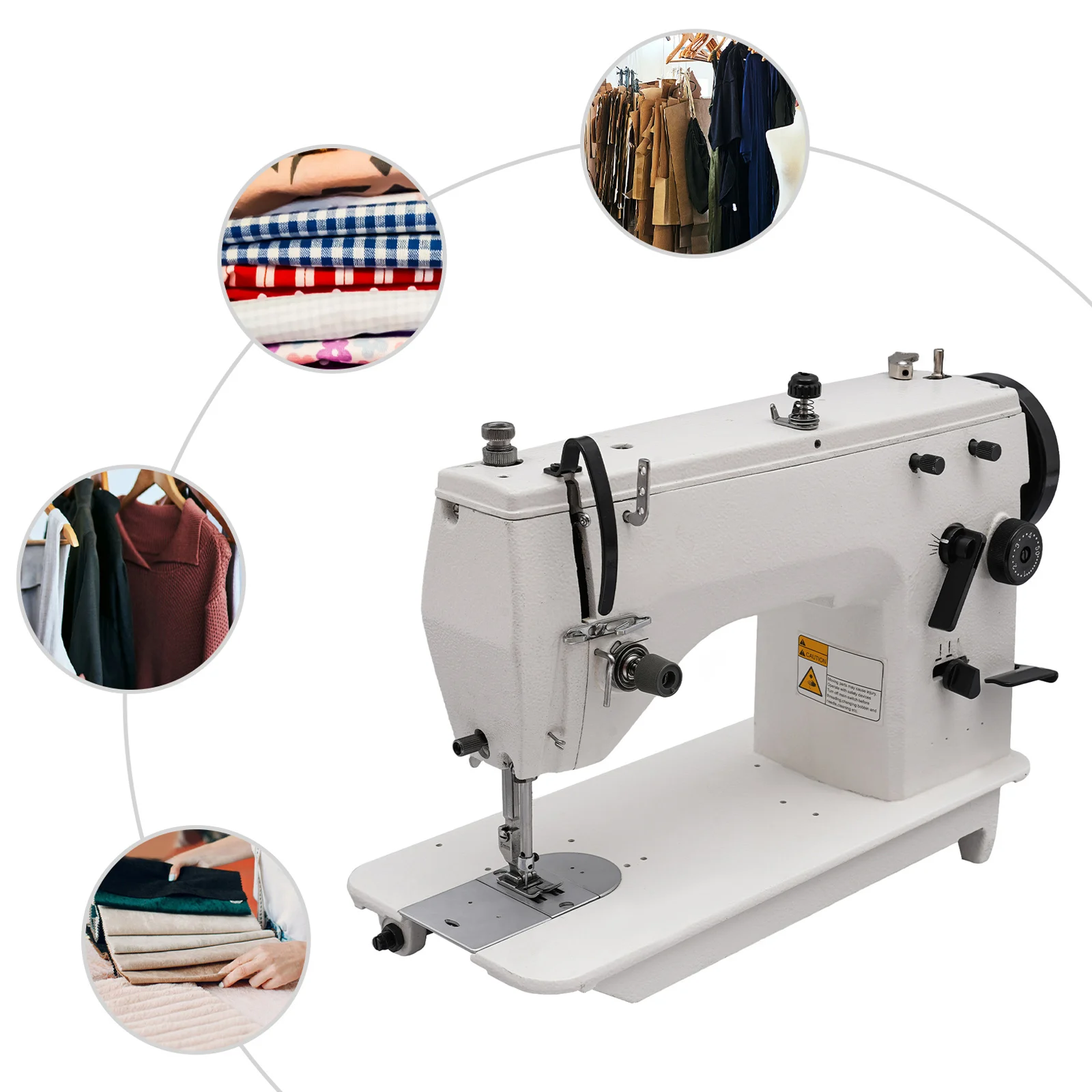 

Straight Sewing Machine Cast Iron 2000 Stitches/min 4mm Thickness Adjustabel Stitch Gauge Reverse Stitch for Garment Repair