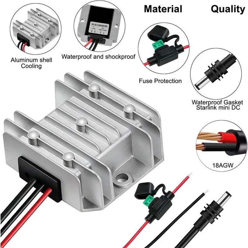 AB66-For Starlink Mini Power Supply Cable 12V 24V To 30V 3.5A DC Step Up Converter,10FT 9V-28V Input IP68 Waterproof