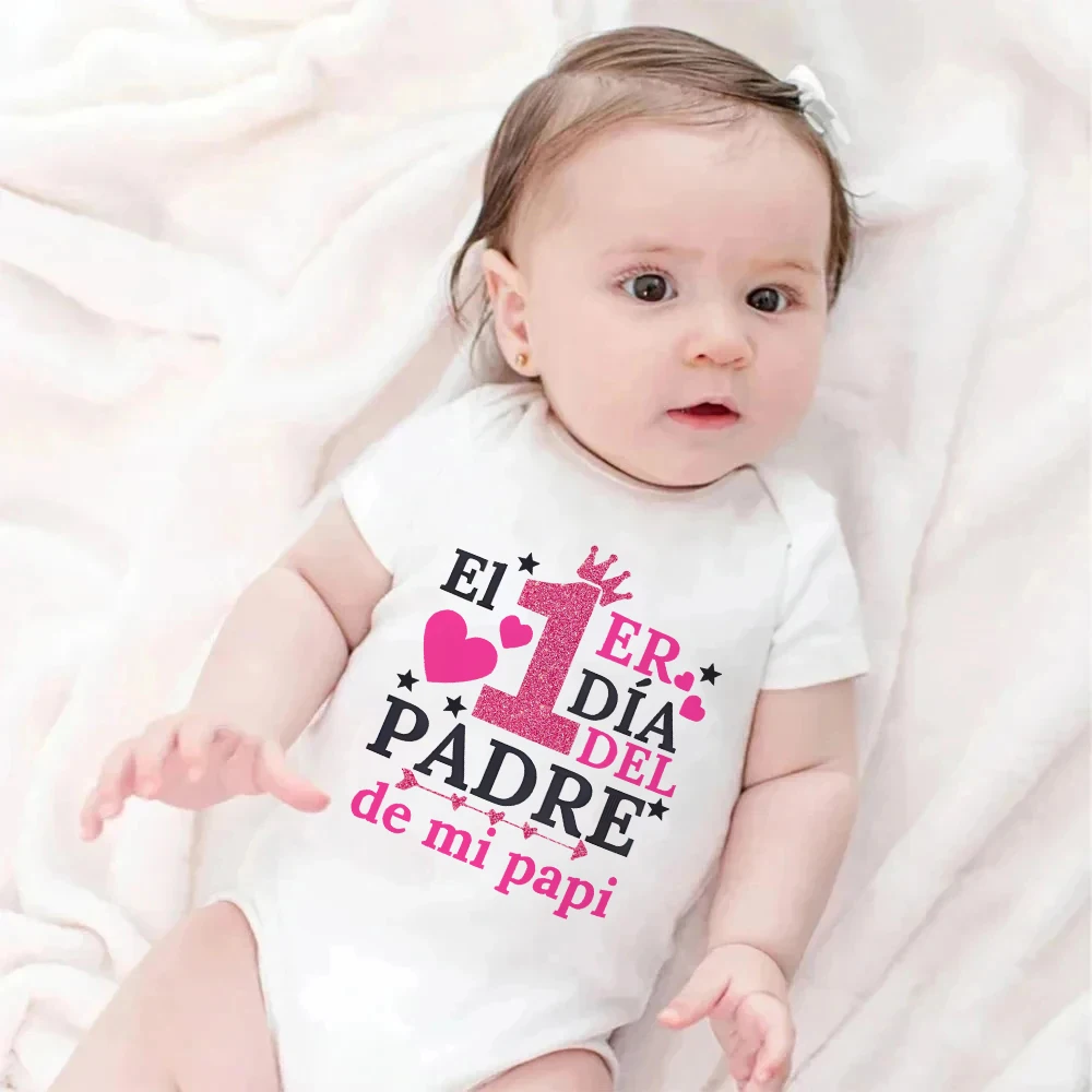 My Dad's First Father's Day Printed Baby Bodysuit Fathers Day Newborn Outfit Infant Short Sleeve Romper Holiday Toddler Clothes