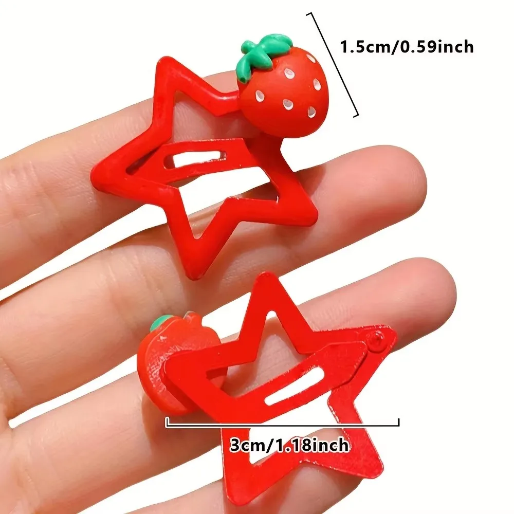 5 Red Star Hair Clips Strawberry BB Clips Suitable for Daily Use Hair Accessories