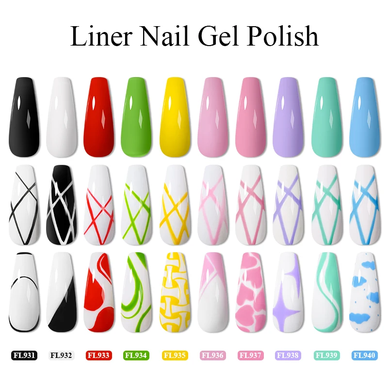 10ml Nero Rosso Liner Gel Smalto per unghie Glitter Pull Line Graffiti Pittura Stripe Unghie fai da te Design Pittura Gel Forniture per unghie