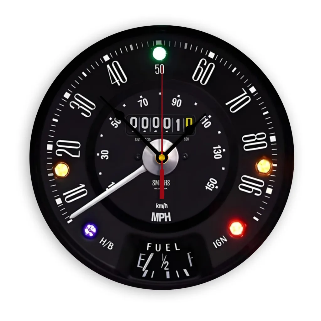 

Classic Mini Speedometer Wall Clock Modern 3D for Home Office Hotel Restaurant School Decoration