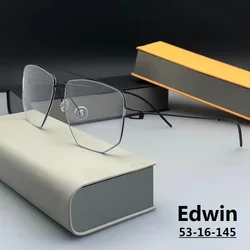 Denmark Titanium Rim Square Glasses Frame Men Business Eyewear Screwless Double Beam Handmade Eyeglasses Edwin 2025 High Quality