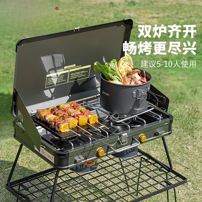 موقد تخييم يعمل بالغاز في الهواء الطلق، موقد كاسيت شواء للنزهات، موقد شواء محمول قابل للطي Firefox pro