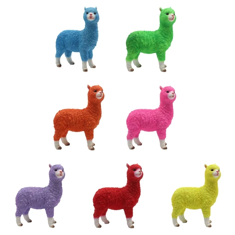 

Attractive Resins Alpacas Statue Animal Figurinee Eye-catching Alpacas Ornament