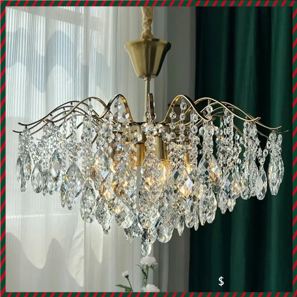 

LED Crystal Pendant Ceiling Chandelier Romantic Hanging Lamp Vintage Luxury Living Room Decor Home Lighting Lustre