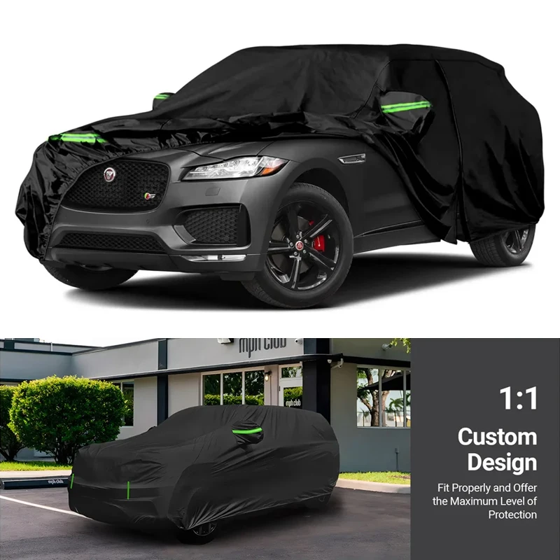 

210T Waterproof Car Cover Custom Fit For Jaguar F-PACE 2016-2025 All Weather With Zipper Door Snow Rain Dust Hail Protection