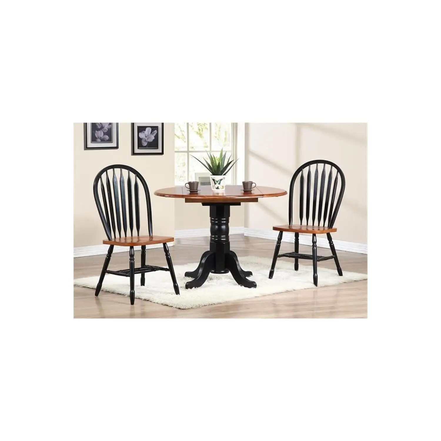 Arrowback Windsor Dining Side Chair Solid Wood Set of 2 Black Cherry, Customized