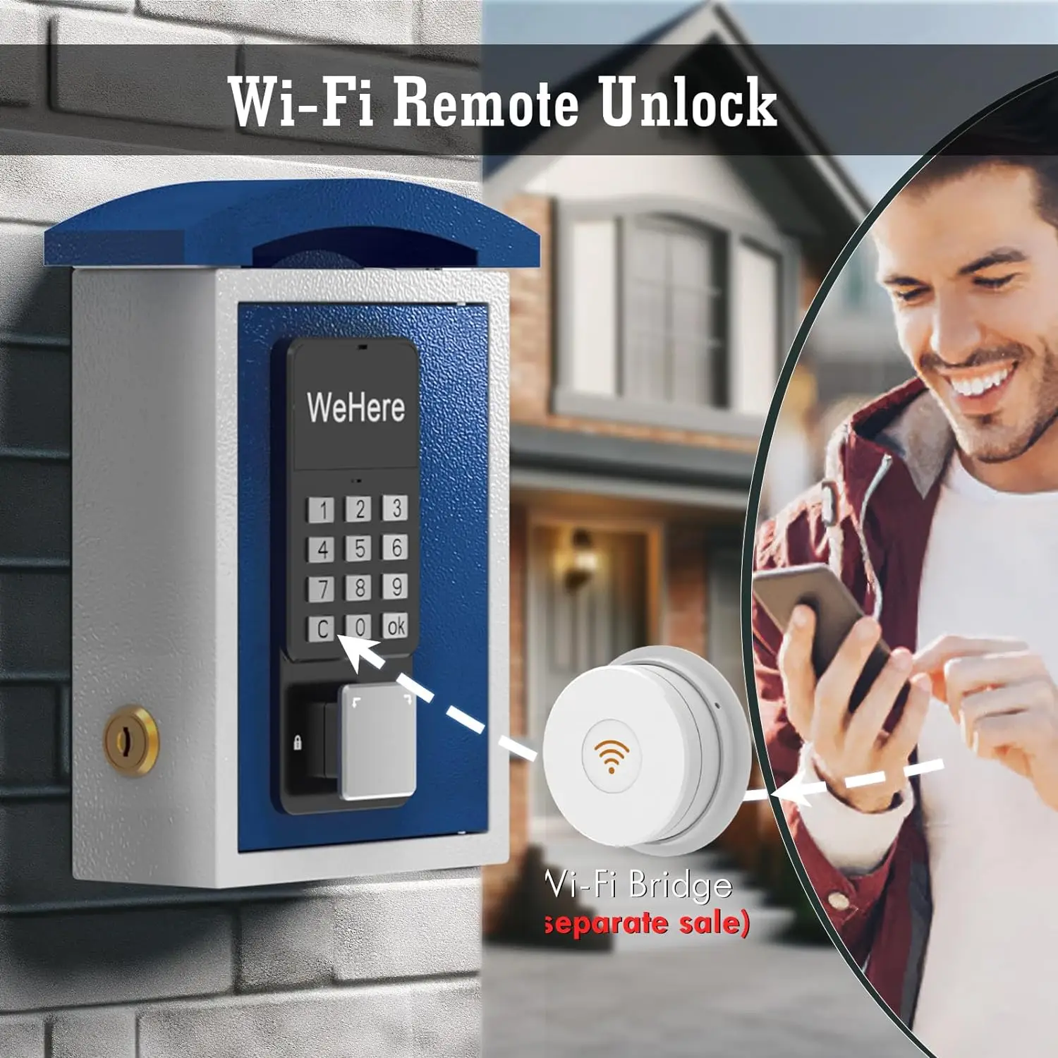 Imagem -04 - Wehere App-controle Remoto Smart Password Key Safe Box Montado na Parede Adequado para Chaves da Casa Armazenamento Seguro