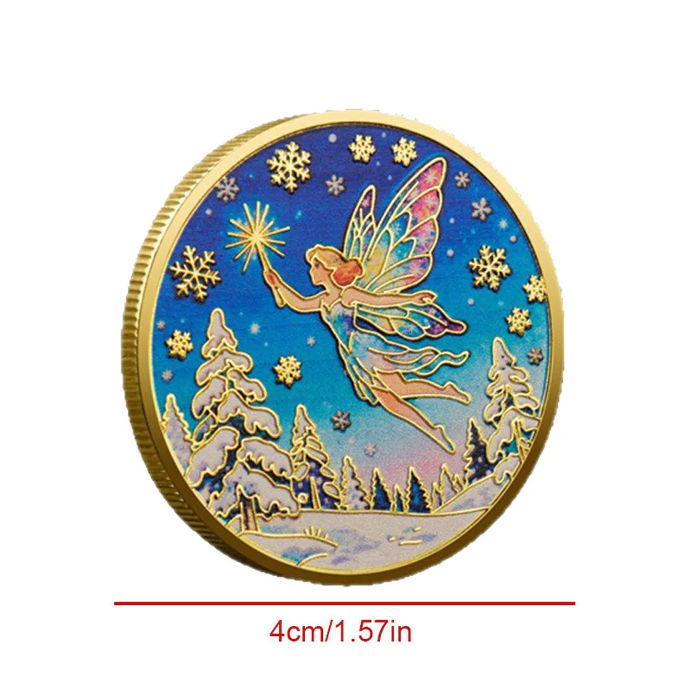 4Pcs Tooth Fairy Commemorative Coin Set, Gold Plated Colorful Fairy Tale Coins for Kids Children's Tooth Exchange Souvenir Set