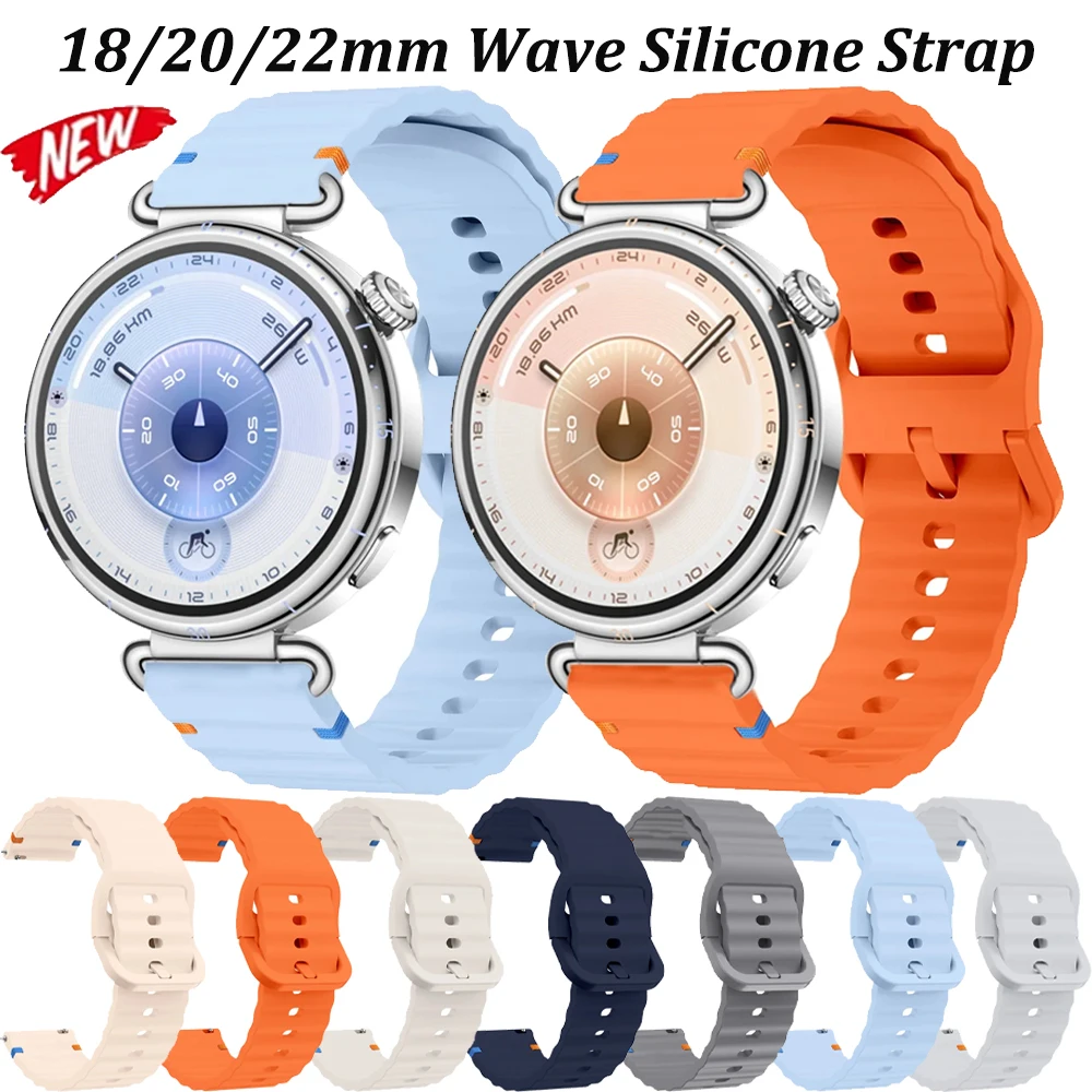 18/20/22mm Wellenförmiges Silikonarmband für Huawei Watch GT6-5-4 41/46mm Sportliches Komfortables Weiches Armband für Xiaomi Watch S4 41mm Correa