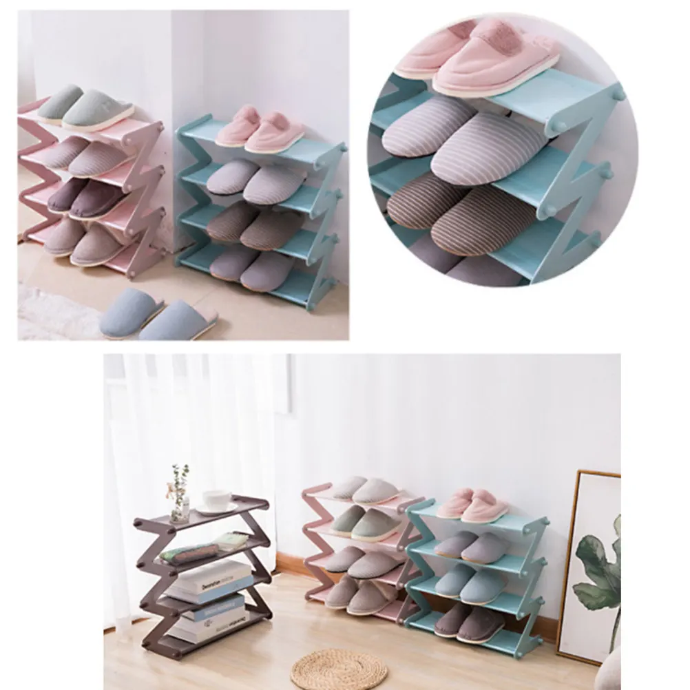 Stainless Steel 4 Tiers Shoe Organizer Non-Woven Fabric Home Storage Rack Shoe Shelf Holder for Sneakers Heels Sandals