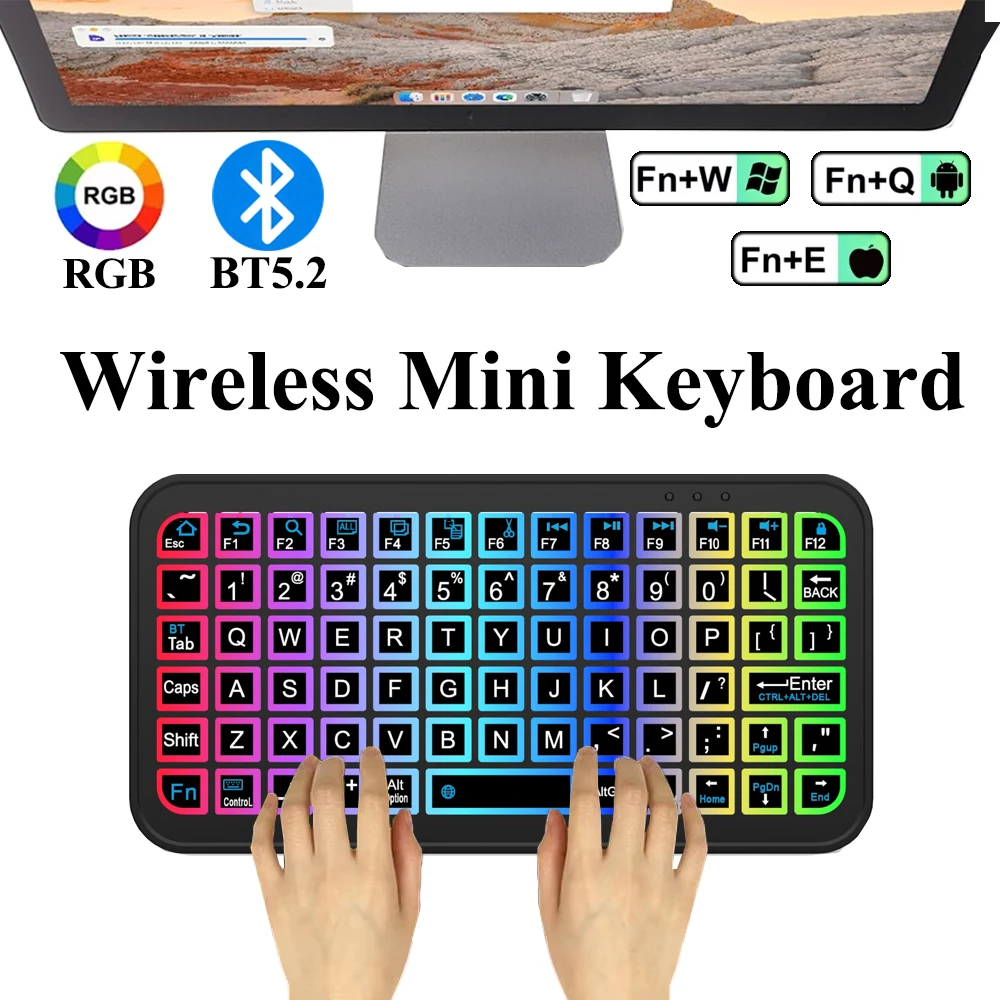 KEBIDUMEI Bluetooth5.2 Keyboard Rechargeable Wireless Mini K