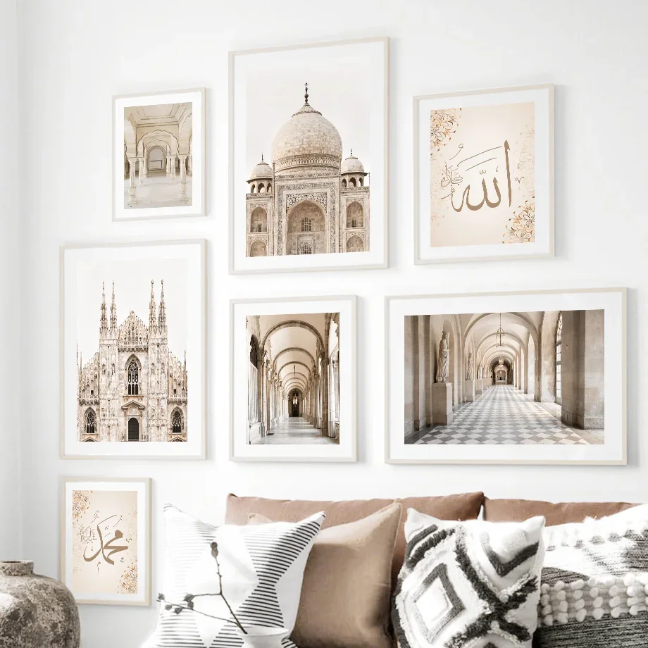 

Wall Art Canvas Painting Milan Catholic Church Islamic Mosque Arabic Script Nordic Posters And Prints Pictures Living Room Decor