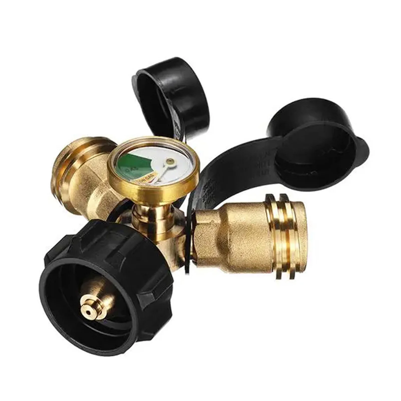 2 Way Propane Tank Splitter Solid Brass for RV Camping Grill Heater Outdoor Gas Appliances QCC Quick Connect Adapter Durable