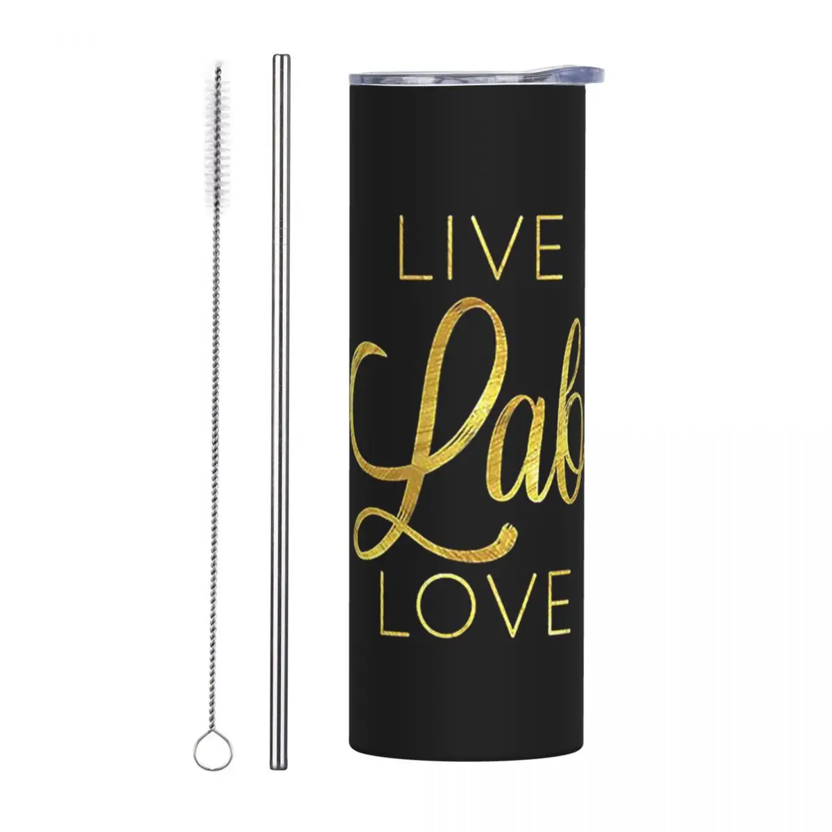 Live Lab Love Stainless Steel Tumbler Vacuum Insulated Mugs Thermal Cold Bottle Straws With Lid 20oz