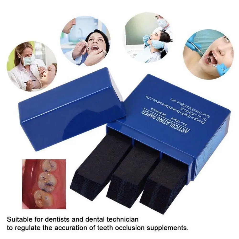 Bandes de Dentiste Dentaire en Papier ArtiBMO, Produit Haut de Gamme, Double Face, Blanchiment Bleu, 55x18mm, 300 Feuilles/Boîte