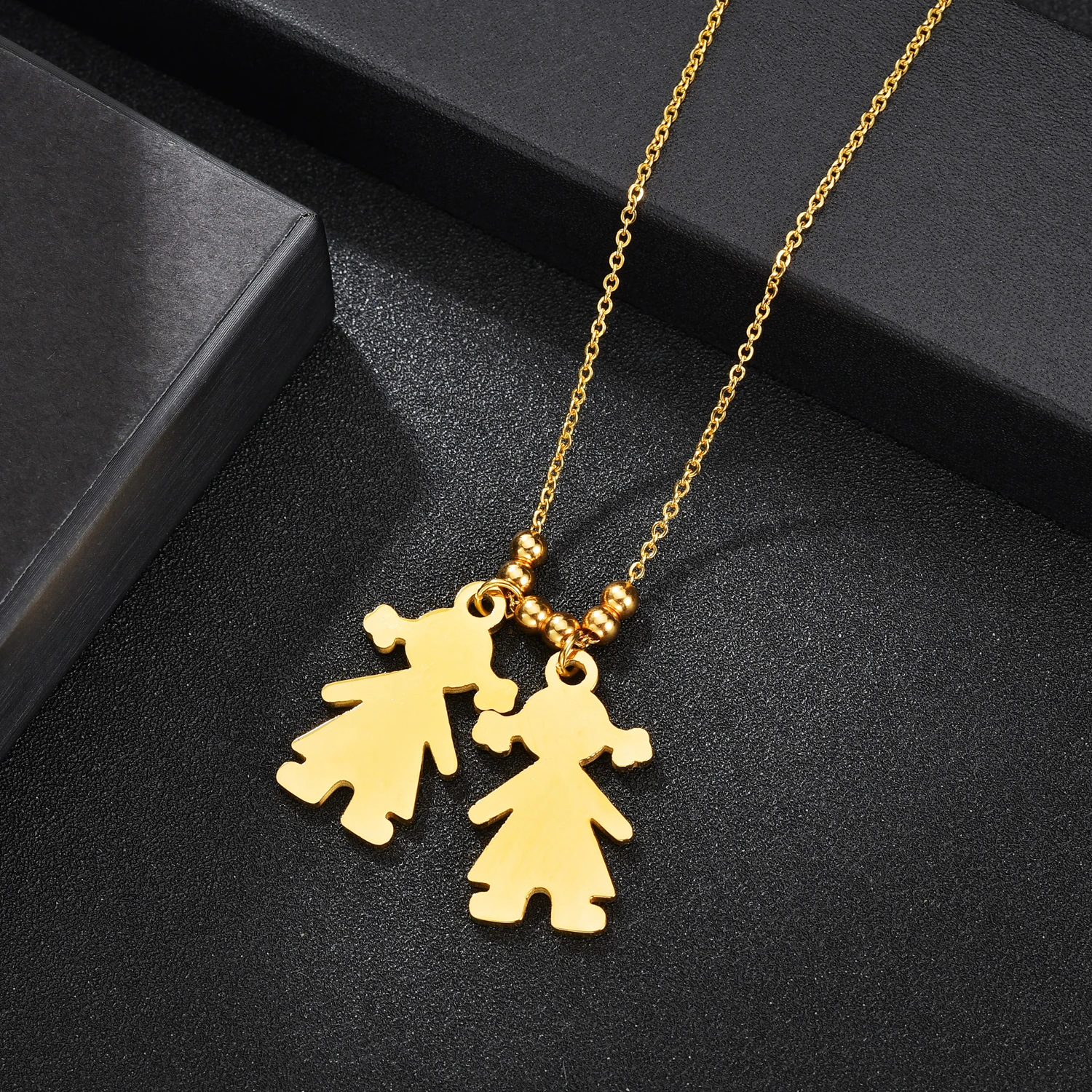 Acheerup Customized Girl Boy Pendant Necklace Stainless Steel Engrave Name Date for Baby Kids Family Birthday Gift Women Jewelry