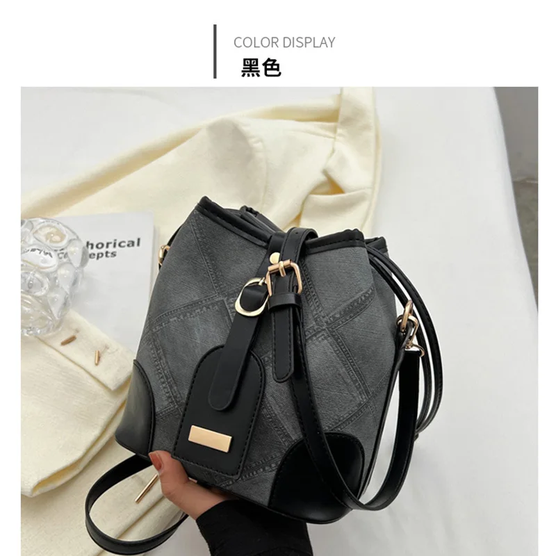2025 new trendy best-selling single-shoulder crossbody bag with high-end texture and niche design - diamond-patterned bucket bag