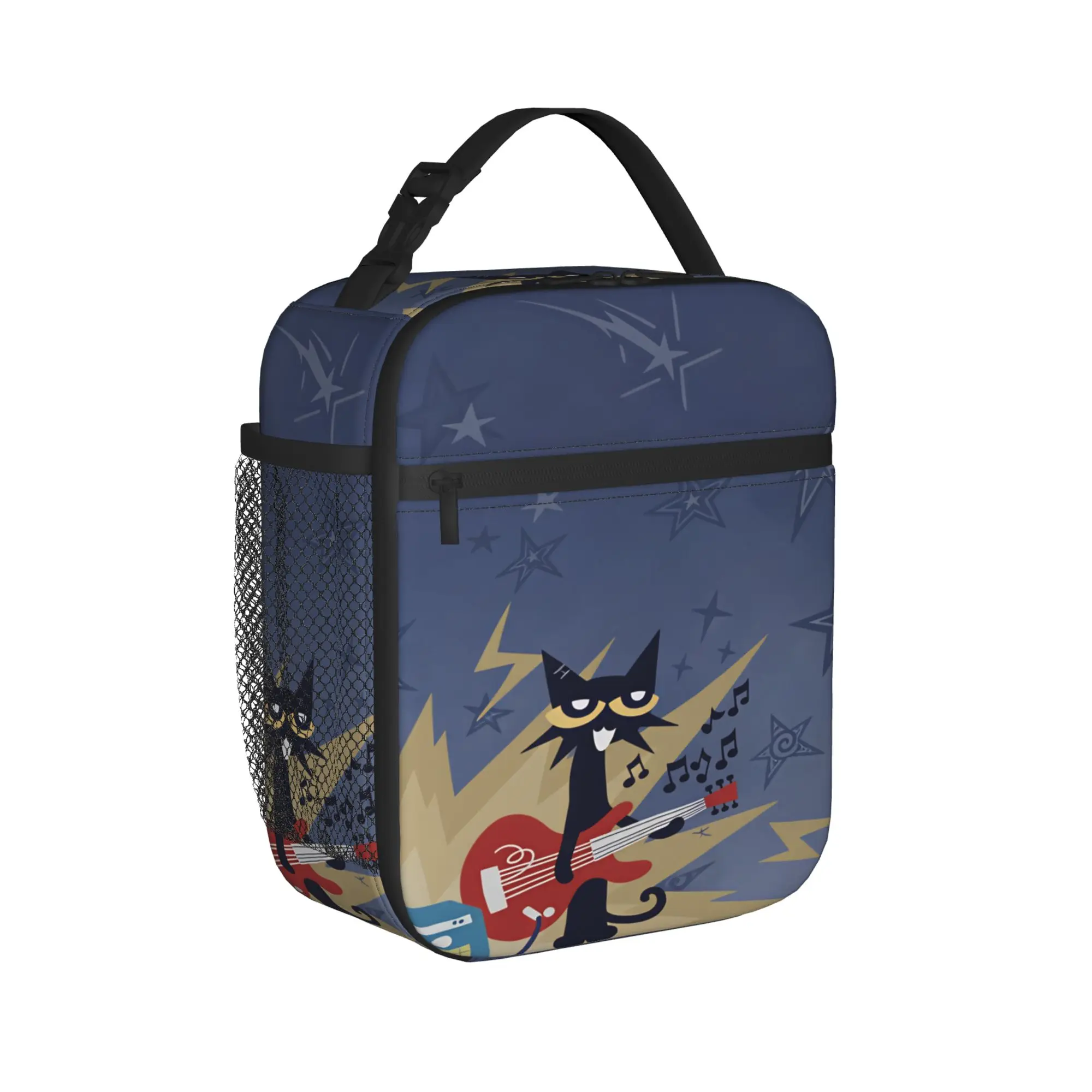 Pete The Cat Stars Comic Lunch Bag  Casual Lunch Box Office Portable Tote Food Bags For Girls Waterproof Designer Cooler Bag
