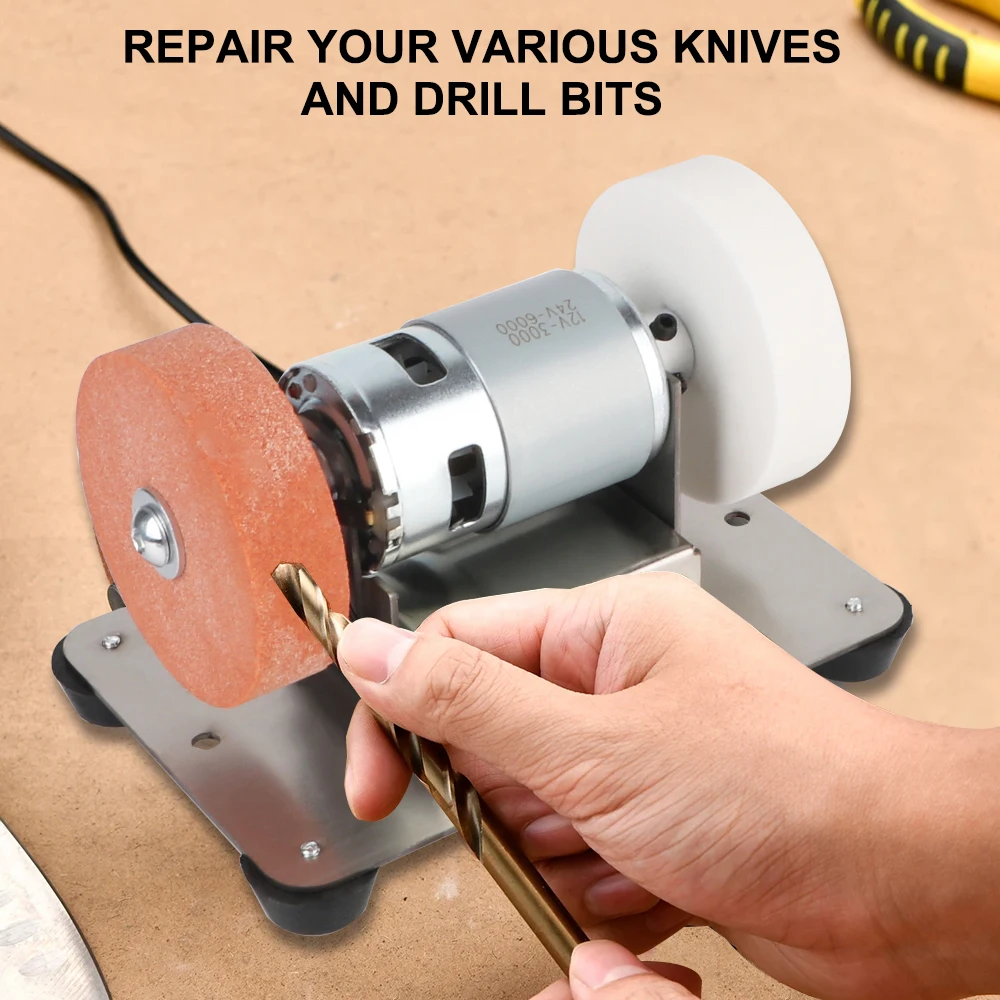 Grinder Motor Micro Grof en Fijn Polijsten Dubbele Grinder MachineArtifact Tafel Mini Elektrische Slijpschijf Grindig Steen