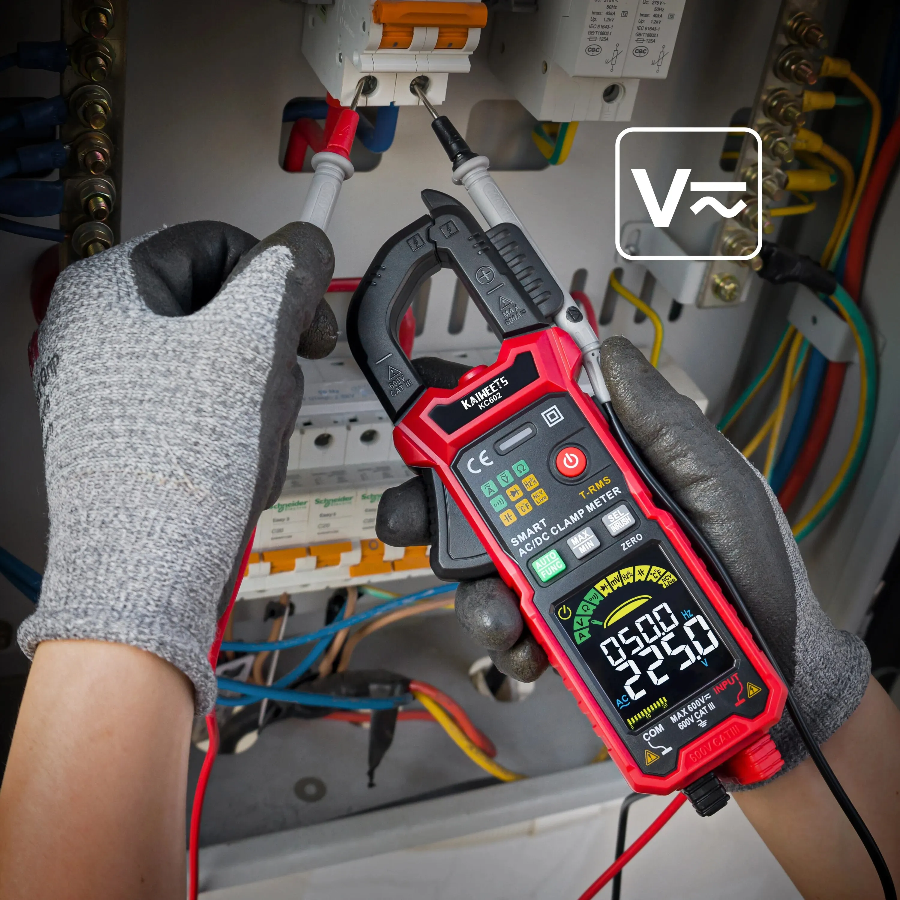 Smart Digital Clamp Meter True-RMS Auto Range NCV DC Wechselstrom Spannung Inrush Strom Temp Kondensator Ohm Hz Multimeter Tester