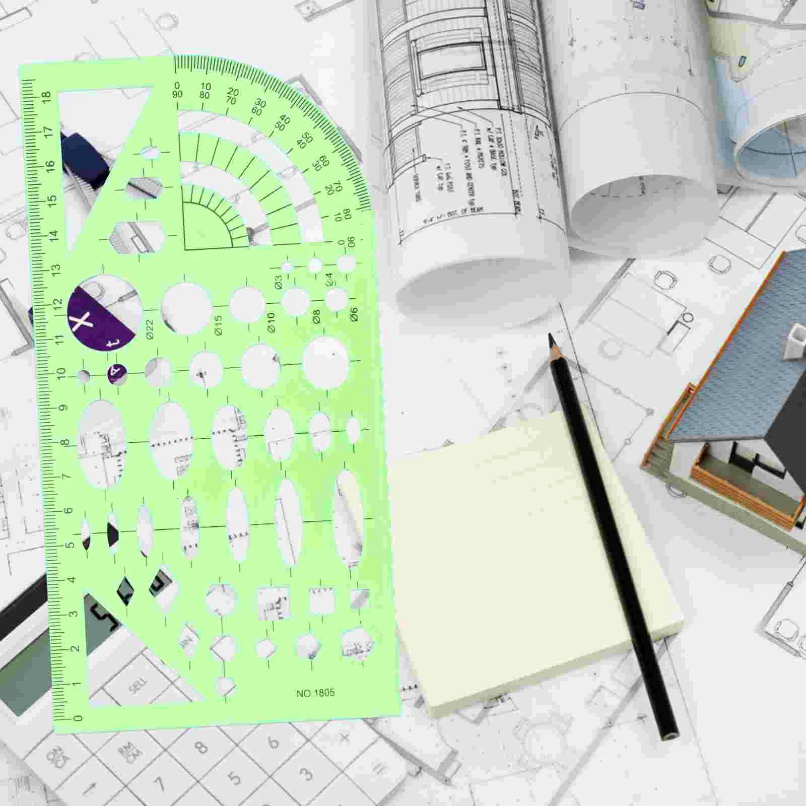 Imagem -06 - Modelo de Desenho Régua Estênceis para Pintura Círculo Geométrico Arquitetura Suprimentos Escala Forma Plástica Redonda Oco para Fora