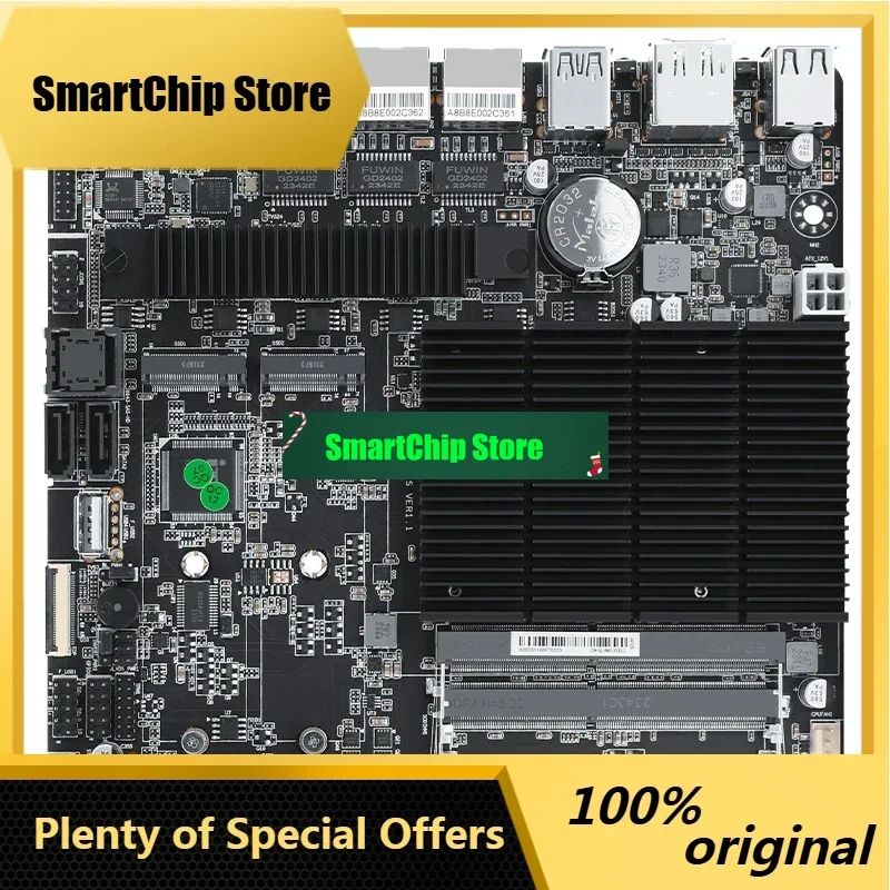 SmCpJ4125 Nas Motherboard 6 Bay Nas Board 4 I226-v 2.5g 2 M.2 Nvme Asm1064 Chip 6 Sata3.0 2*ddr4 Dp 17x17 Mini Itx Board