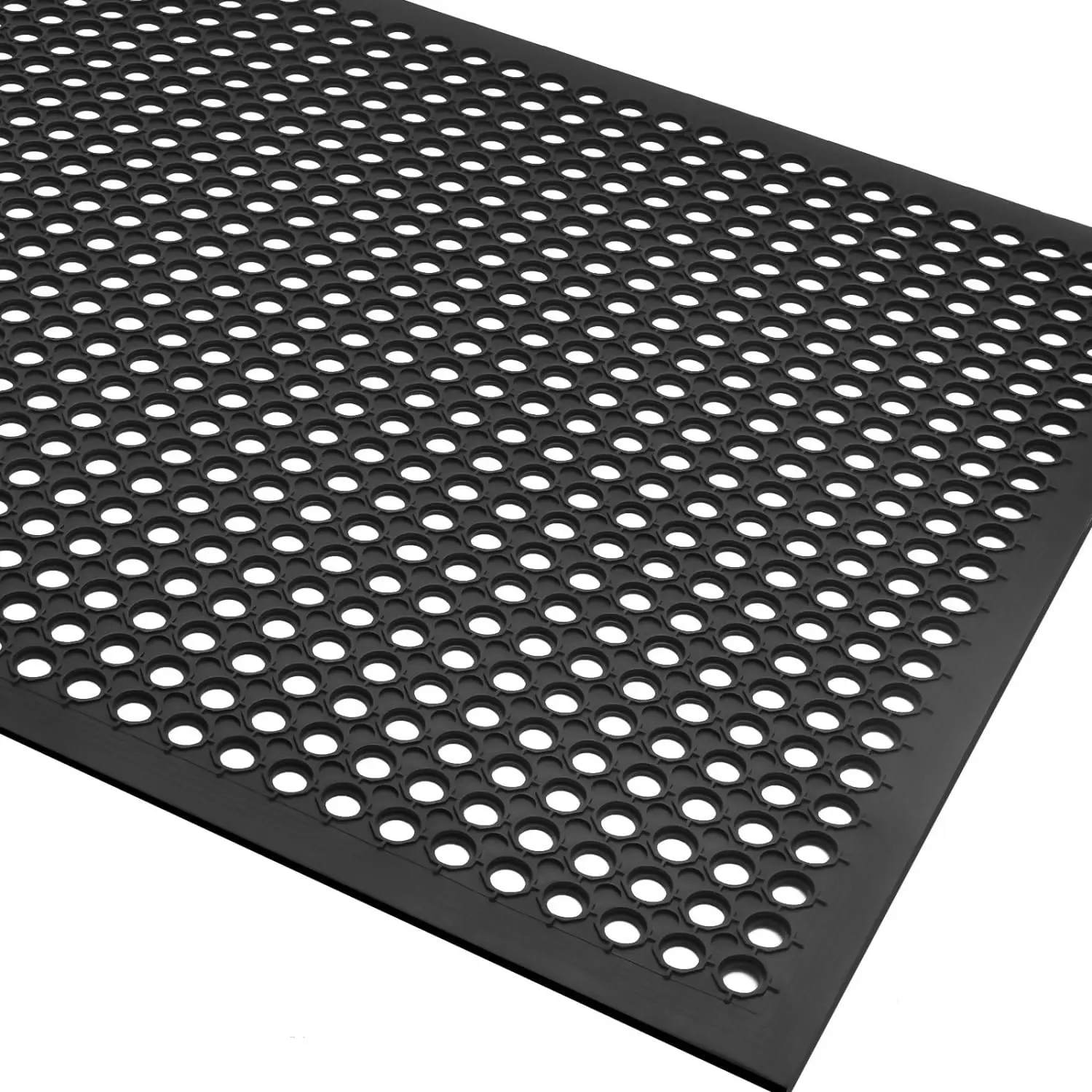 

Outdoor Rubber Mat with Drainage, 4.9x2.9ft Black Anti-Slip Door Mat for Floor, Kitchen, Garage, Wet Area