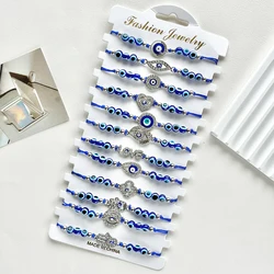 12 Pieces Geometric Heart-Shaped  Set With Rhinestone Resin Bead Braceles Fashionable Men's and Women's Friendship Bracelet Set